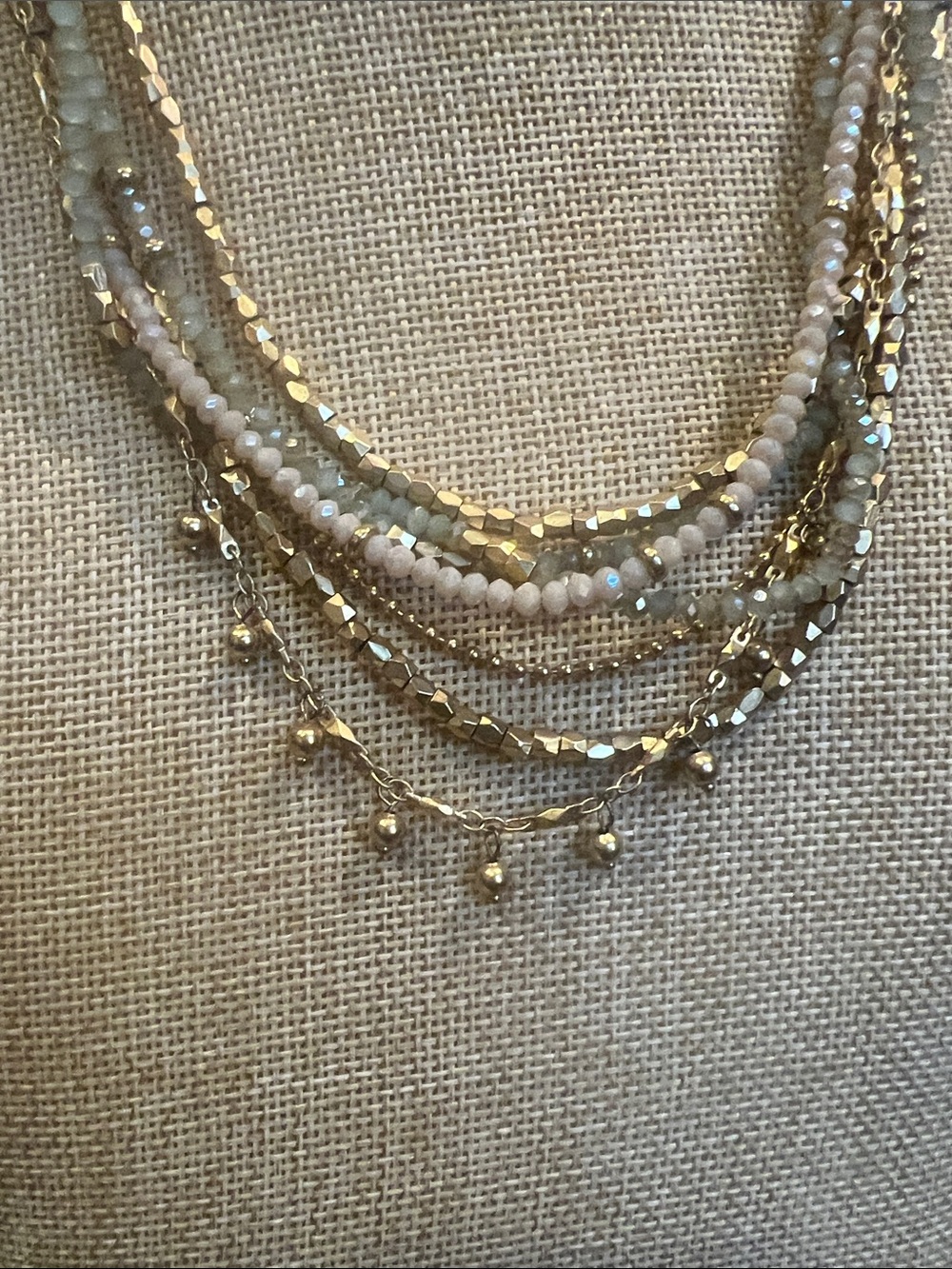 NEW Spartina 449 Multi-Strand Gold and Cream Beaded Women's Necklace